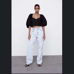 Zara Poplin Cropped Top
